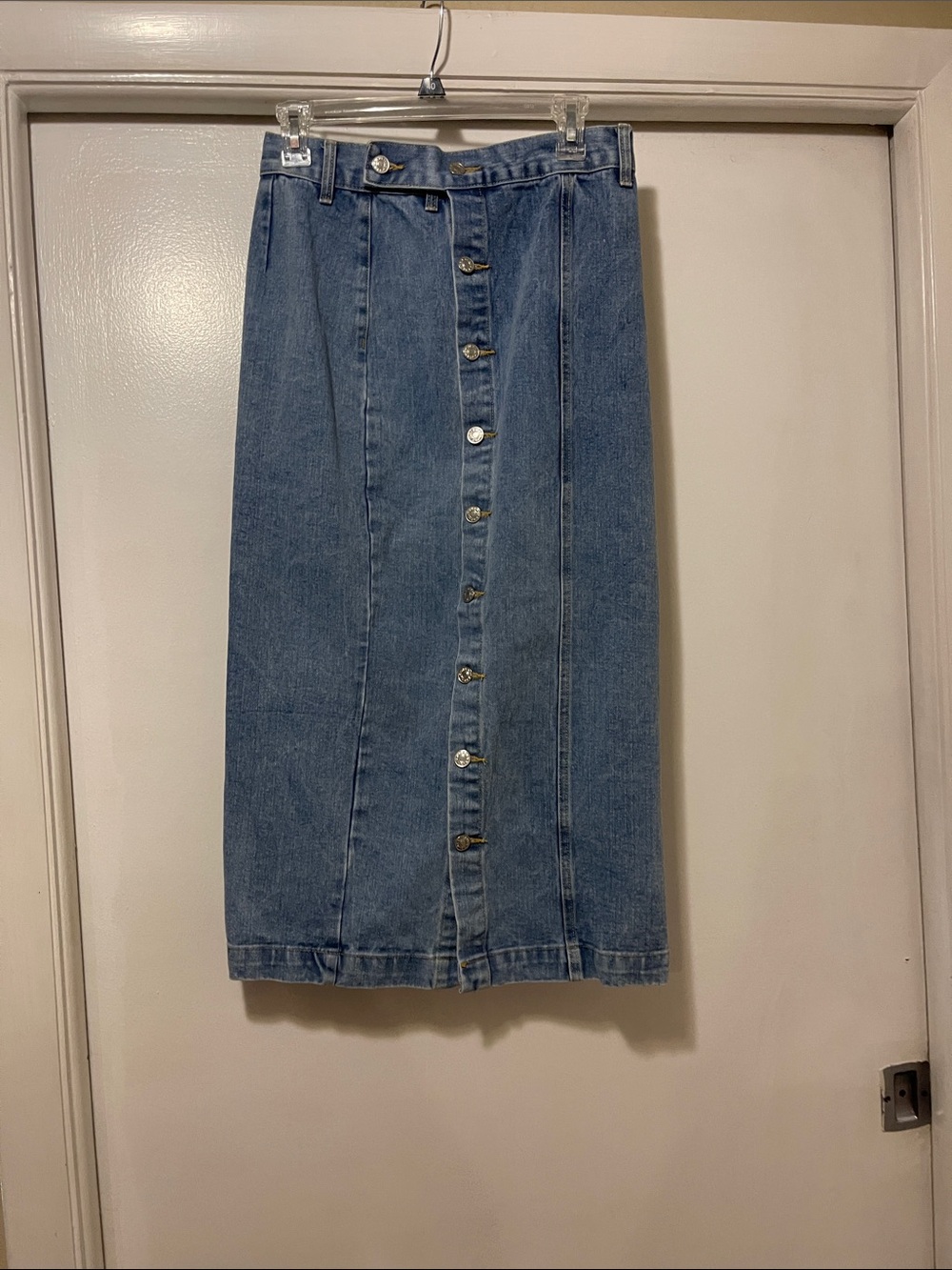 High rise Button-Front Midi Denim Skirt in Blue shein size medium